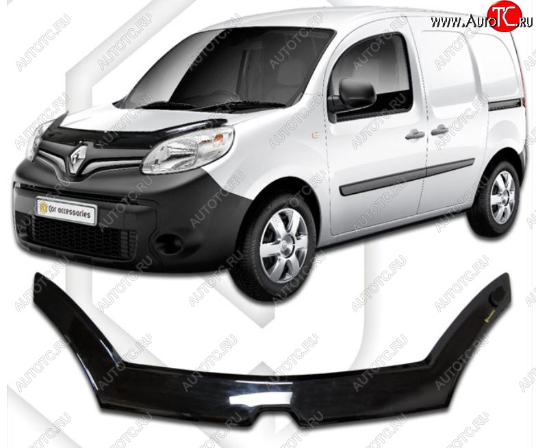 2 599 р. Дефлектор капота CA-Plastiс exclusive  Renault Kangoo  KW0 (2013-2016) рестайлинг (Classic черный, Без надписи)  с доставкой в г. Таганрог