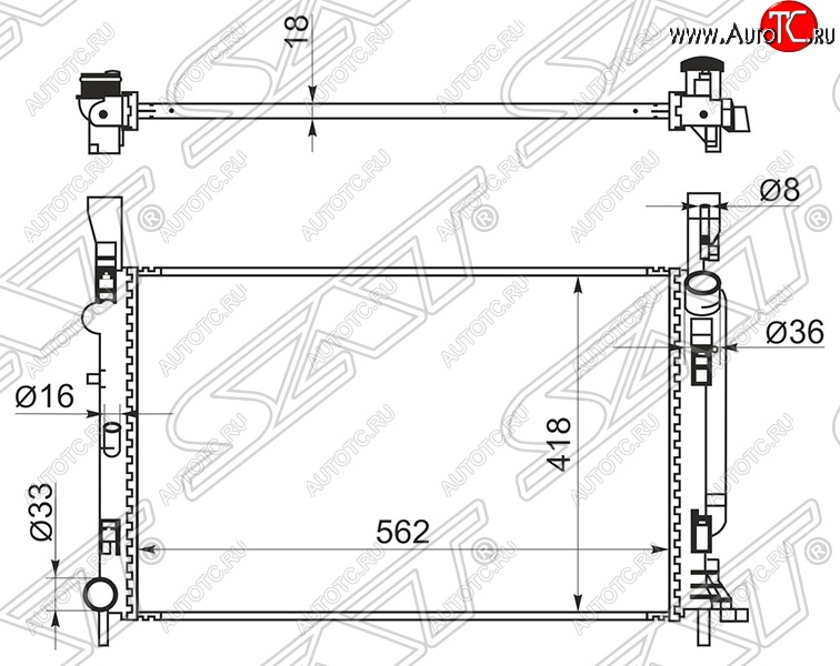 8 999 р. Радиатор двигателя SAT  Renault Kangoo  KW0 (2008-2013) дорестайлинг  с доставкой в г. Таганрог