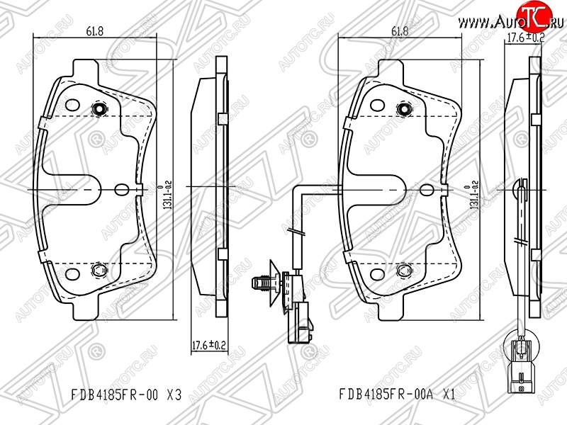 1 399 р. Колодки тормозные SAT (передние)  Renault Kangoo  KW0 (2008-2013) дорестайлинг  с доставкой в г. Таганрог