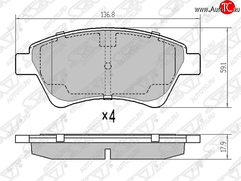 1 179 р. Колодки тормозные SAT (передние)  Renault Megane ( седан,  универсал,  хэтчбэк 5 дв.) - Scenic  2  с доставкой в г. Таганрог