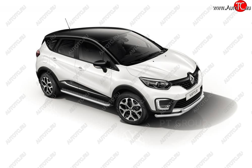 25 999 р. Порожки для ног из трубы Ø51 с алюминиевой площадкой Petroil Tuning Renault Kaptur дорестайлинг (2016-2020) (Нержавеющая полированная сталь)  с доставкой в г. Таганрог