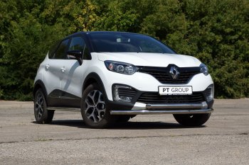 22 349 р. Защита переднего бампера двойная из труб d63/63 мм Petroil Tuning Renault Kaptur дорестайлинг (2016-2020) (Нержавеющая полированная сталь)  с доставкой в г. Таганрог. Увеличить фотографию 2