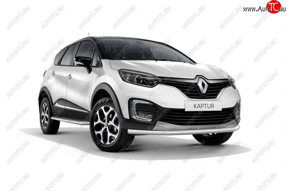 16 849 р. Защита переднего бампера одинарная из трубы d63 мм Petroil Tuning Renault Kaptur дорестайлинг (2016-2020) (Нержавеющая полированная сталь)  с доставкой в г. Таганрог