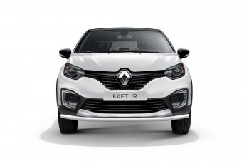 16 849 р. Защита переднего бампера одинарная из трубы d63 мм Petroil Tuning Renault Kaptur дорестайлинг (2016-2020) (Нержавеющая полированная сталь)  с доставкой в г. Таганрог. Увеличить фотографию 2