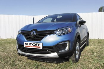 6 849 р. Защита переднего бампера из трубы d42 Slitkoff Renault Kaptur дорестайлинг (2016-2020) (Цвет: серебристый)  с доставкой в г. Таганрог. Увеличить фотографию 1