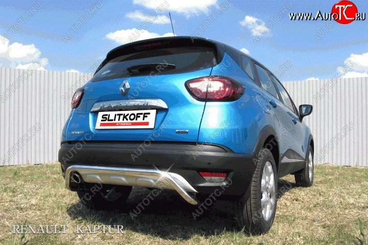 10 999 р. Защита заднего бампера диаметром 42 мм с изгибом Slitkoff Renault Kaptur дорестайлинг (2016-2020) (Для автомобиля 2WD)  с доставкой в г. Таганрог