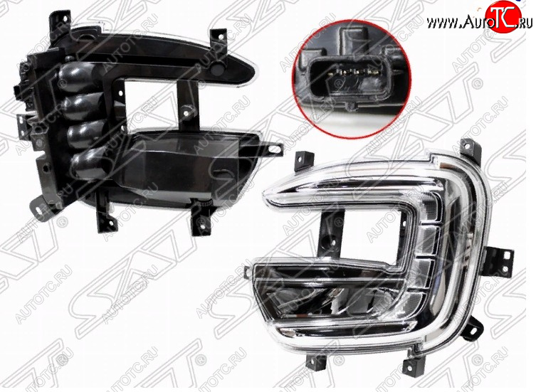 7 999 р. Левая противотуманная фара SAT (LED c ДХО)  Renault Kaptur (2016-2025) дорестайлинг, рестайлинг  с доставкой в г. Таганрог