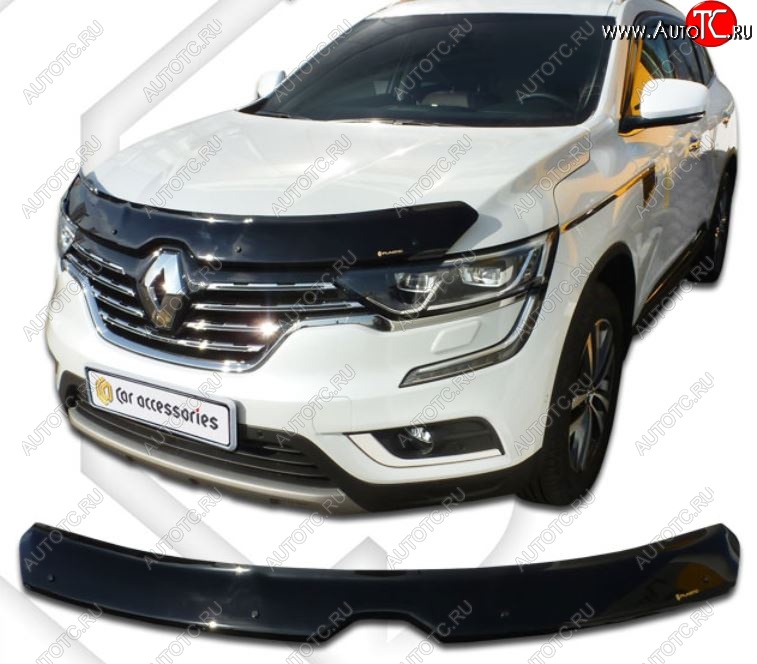 2 079 р. Дефлектор капота CA-Plastic  Renault Koleos  2 (2016-2024) (Classic черный, Без надписи)  с доставкой в г. Таганрог