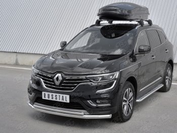 21 749 р. Защита переднего бампера (2 трубы Ø63 и 42 мм, нержавейка) SLITKOFF  Renault Koleos  2 (2016-2025)  с доставкой в г. Таганрог. Увеличить фотографию 2