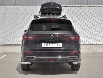 Защита заднего бампера (Ø63 мм уголки, нержавейка) SLITKOFF Renault Koleos 2 (2016-2024)