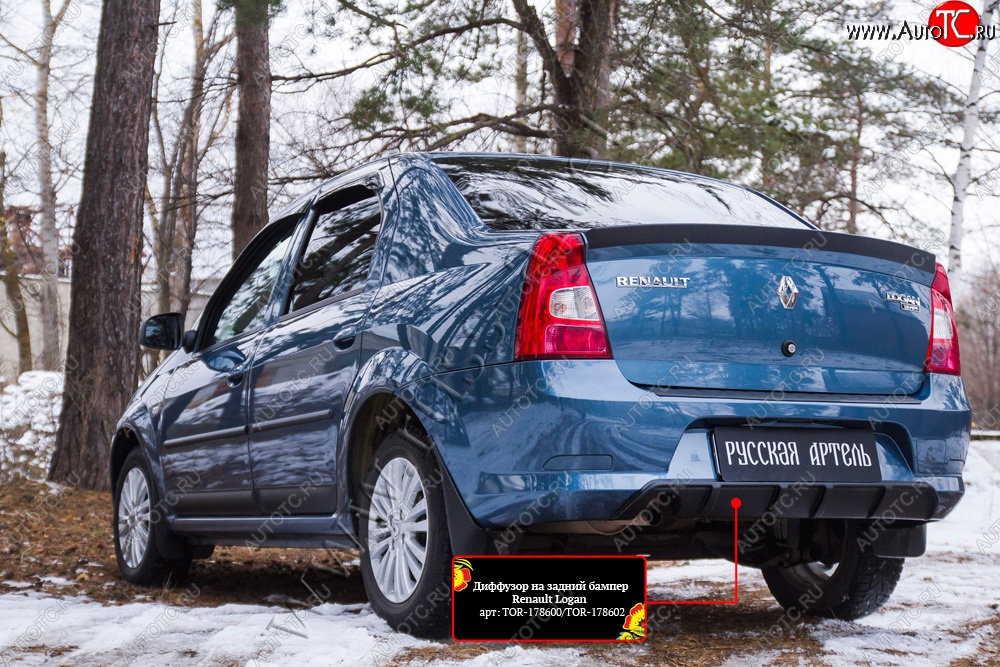 2 199 р. Диффузор на задний бампер RA  Renault Logan  1 (2010-2016) рестайлинг (Поверхность глянец (под окраску))  с доставкой в г. Таганрог