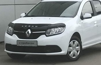 2 359 р. Дефлектор капота CA-Plastic  Renault Logan  2 (2014-2018) дорестайлинг (Classic черный, Без надписи)  с доставкой в г. Таганрог. Увеличить фотографию 2