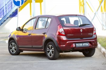 1 959 р. Накладки на колёсную арку RA (задняя правая)  Renault Sandero Stepway  (BS) (2010-2014) (Поверхность шагрень)  с доставкой в г. Таганрог. Увеличить фотографию 3