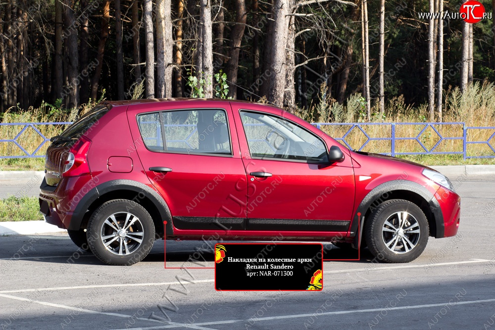 7 599 р. Накладки на колёсные арки RA (комплект на 4 колеса)  Renault Sandero Stepway  (BS) (2010-2014) (Поверхность шагрень)  с доставкой в г. Таганрог