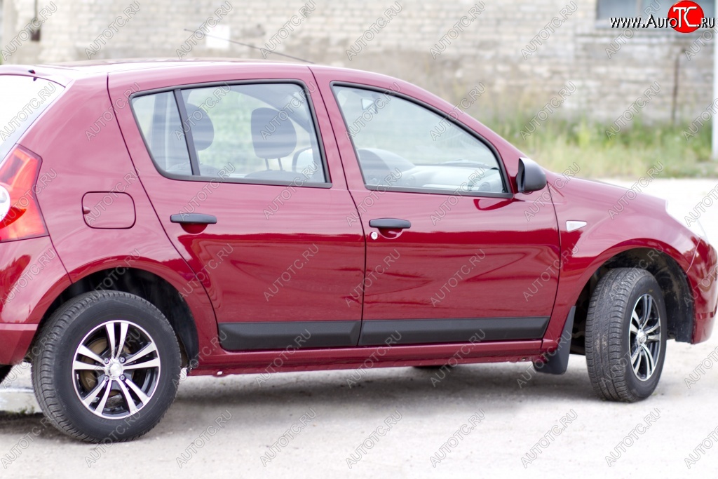 3 599 р. Молдинги дверей RA (Stepway, широкие, комплект)  Renault Sandero Stepway  (BS) (2010-2014) (Поверхность шагрень)  с доставкой в г. Таганрог