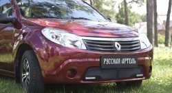 1 799 р. Защитная сетка решетки переднего бампера (с ДХО) РА  Renault Sandero  (BS) (2009-2014)  с доставкой в г. Таганрог. Увеличить фотографию 2