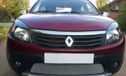 1 539 р. Сетка на бампер Russtal (хром) Renault Sandero Stepway (BS) (2010-2014)  с доставкой в г. Таганрог. Увеличить фотографию 2