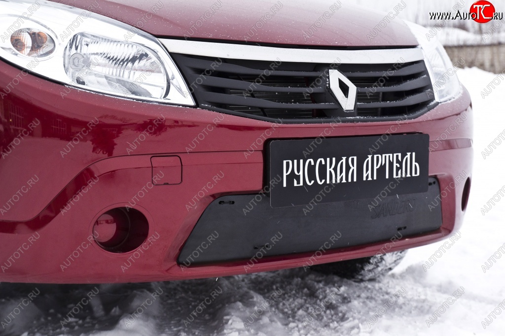 1 099 р. Зимняя заглушка решетки переднего бампера РА  Renault Sandero  (BS) (2009-2014)  с доставкой в г. Таганрог