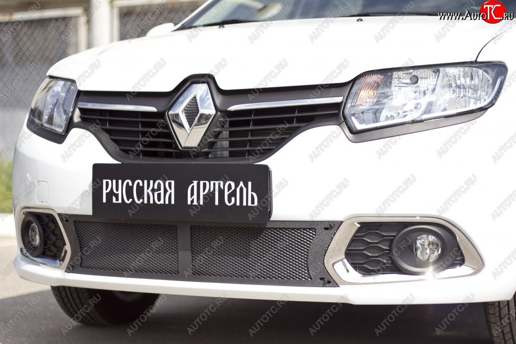 2 099 р. Защитная сетка решетки переднего бампера РА  Renault Sandero  (B8) (2014-2018) дорестайлинг  с доставкой в г. Таганрог