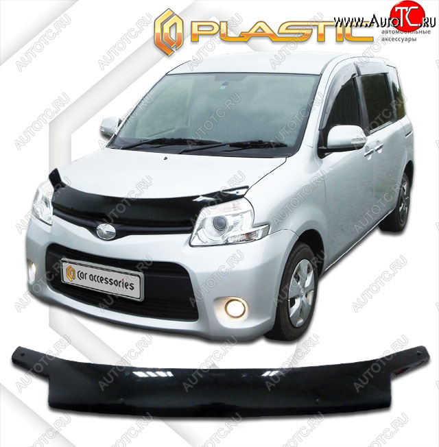 2 059 р. Дефлектор капота CA-Plastic  Toyota Sienta Dice (2011-2015) хэтчбек 5 дв. (серия Classic черный, без хром. молдинга)  с доставкой в г. Таганрог