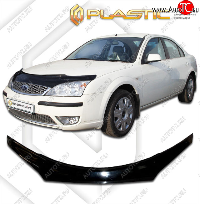 2 199 р. Дефлектор капота (exclusive) CA-Plastic  Ford Mondeo (2000-2007) Mk3,B4Y дорестайлинг, седан, Mk3,B4Y рестайлинг, седан (Classic чёрный, Без надписи)  с доставкой в г. Таганрог