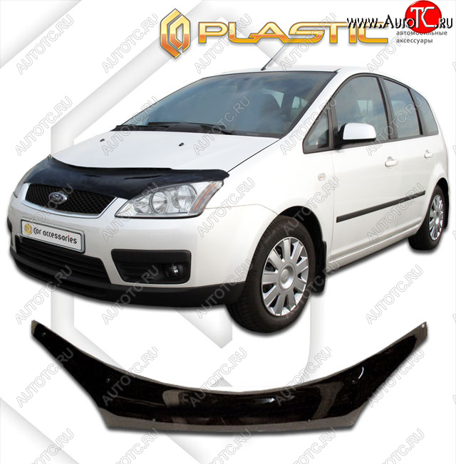 2 399 р. Дефлектор капота (exclusive) CA-Plastic  Ford C-max  Mk1 (2003-2007) доресталинг (Classic чёрный, Без надписи)  с доставкой в г. Таганрог