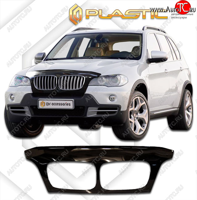 2 699 р. Дефлектор капота (exclusive) CA-Plastic BMW X5 E70 дорестайлинг (2006-2010) (Classic чёрный, Без надписи)  с доставкой в г. Таганрог