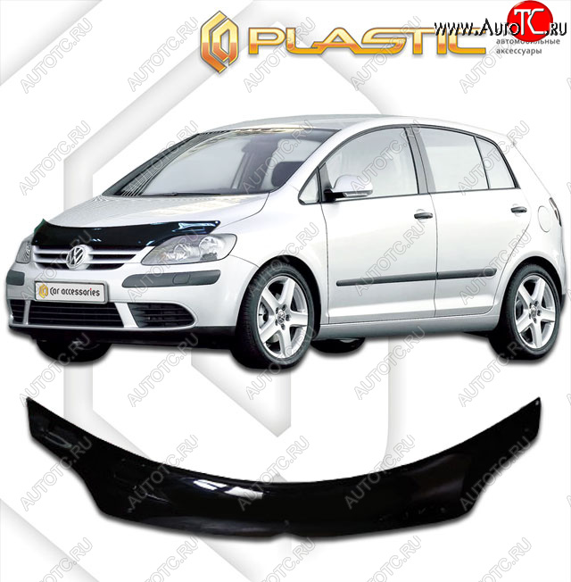 2 199 р. Дефлектор капота (exclusive) CA-Plastic  Volkswagen Golf Plus  5 (2004-2009) (Classic чёрный, Без надписи)  с доставкой в г. Таганрог