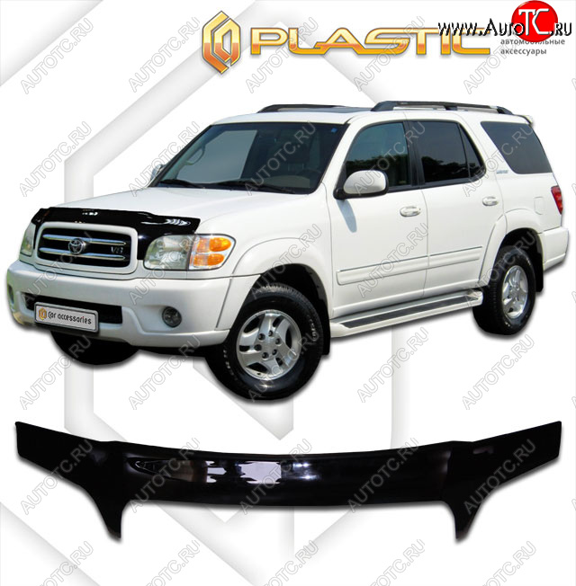 2 599 р. Дефлектор капота (exclusive) CA-Plastic  Toyota Sequoia (2000-2004) XK30, XK40 дорестайлинг (Classic чёрный, Без надписи)  с доставкой в г. Таганрог