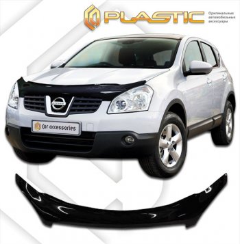 2 399 р. Дефлектор капота (exclusive) CA-Plastic  Nissan Dualis (2007-2014) J10 дорестайлинг, J10 1-ый рестайлинг, J10 2-ой рестайлинг (серия Classic черный, Без надписи)  с доставкой в г. Таганрог. Увеличить фотографию 2