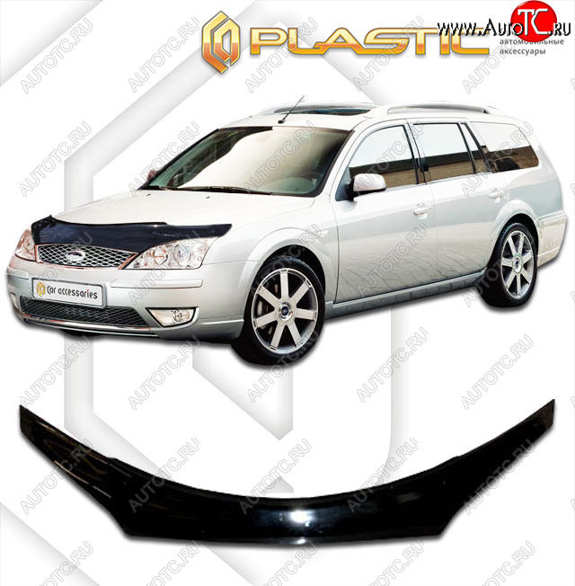 2 199 р. Дефлектор капота (exclusive) CA-Plastic  Ford Mondeo (2000-2007) Mk3,BWY дорестайлинг, универсал, Mk3,BWY рестайлинг, универсал (Classic чёрный, Без надписи)  с доставкой в г. Таганрог