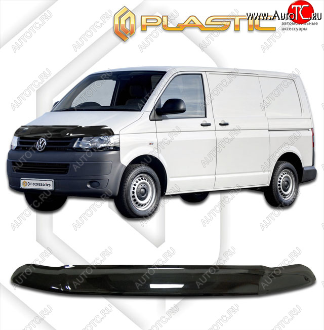 2 599 р. Дефлектор капота (exclusive) CA-Plastic  Volkswagen Caravelle  T5 (2009-2015) рестайлинг (Classic чёрный, Без надписи)  с доставкой в г. Таганрог