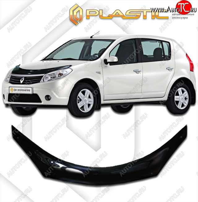 2 199 р. Дефлектор капота (exclusive) CA-Plastic  Renault Sandero Stepway  (BS) (2010-2014) (Classic чёрный, Без надписи)  с доставкой в г. Таганрог