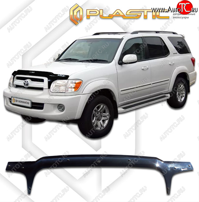 2 399 р. Дефлектор капота (exclusive) CA-Plastic  Toyota Sequoia (2004-2007) XK30, XK40 рестайлинг (Classic чёрный, Без надписи)  с доставкой в г. Таганрог