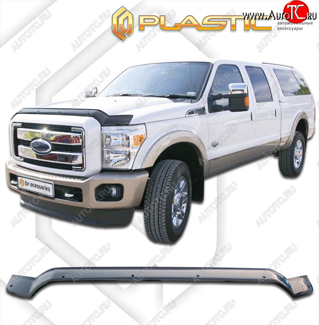 2 899 р. Дефлектор капота (exclusive) CA-Plastic  Ford F350  P473 PickUp CrewCab (2010-2016) (Classic чёрный, Без надписи)  с доставкой в г. Таганрог