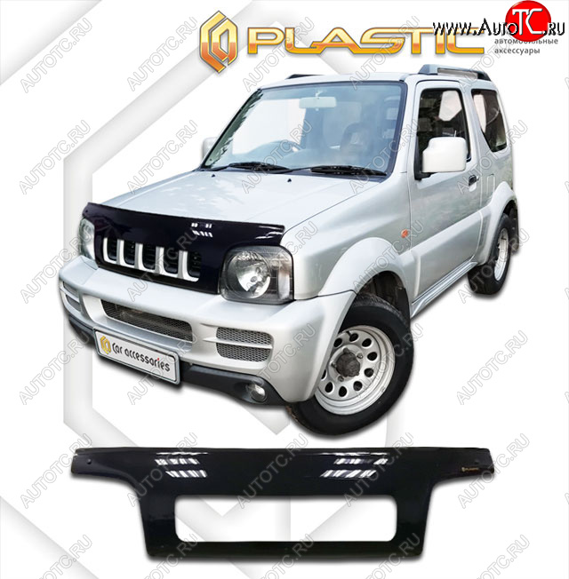 2 399 р. Дефлектор капота (exclusive) CA-Plastic  Suzuki Jimny  JB23/JB43 (1998-2012) дорестайлинг, 1-ый рестайлинг (Classic чёрный, Без надписи)  с доставкой в г. Таганрог