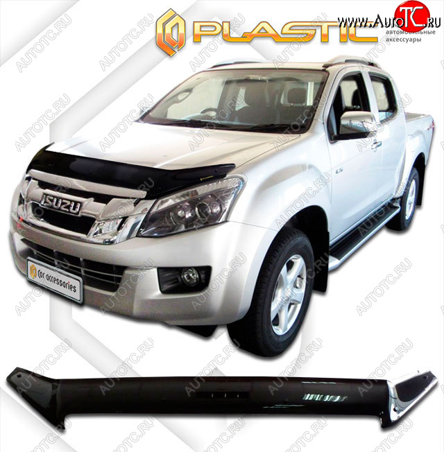 2 199 р. Дефлектор капота (exclusive) CA-Plastic  Isuzu D-Max ( RT85 ExtendedCab,  RT85,TFR ExtendedCab) (2011-2021) дорестайлинг, рестайлинг (Classic чёрный, Без надписи)  с доставкой в г. Таганрог