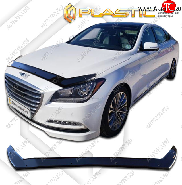 2 399 р. Дефлектор капота (exclusive) CA-Plastic  GENESIS G80  DH (2017-2020) (Classic чёрный, Без надписи)  с доставкой в г. Таганрог