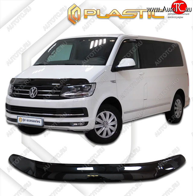 2 779 р. Дефлектор капота (exclusive) CA-Plastic  Volkswagen Caravelle  T6 (2015-2019) дорестайлинг (Classic чёрный, Без надписи)  с доставкой в г. Таганрог