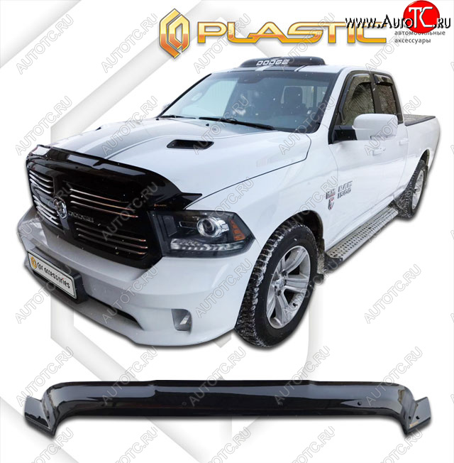 2 369 р. Дефлектор капота (Quad Cab) CA-Plastic Exclusive  Dodge Ram  DJ, DS (2008-2012) (Classic чёрный, Без надписи)  с доставкой в г. Таганрог