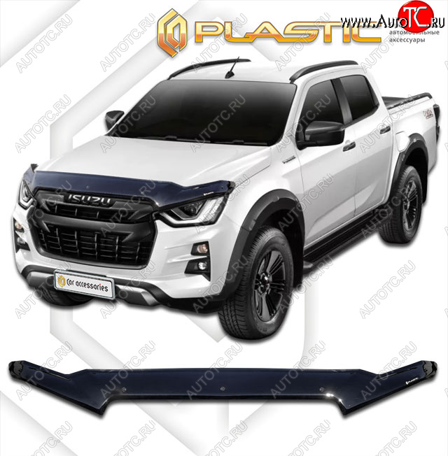 2 999 р. Дефлектор капота (exclusive) CA-Plastic  Isuzu D-Max  RG (2020-2023) DoubleCab (Classic чёрный, Без надписи)  с доставкой в г. Таганрог