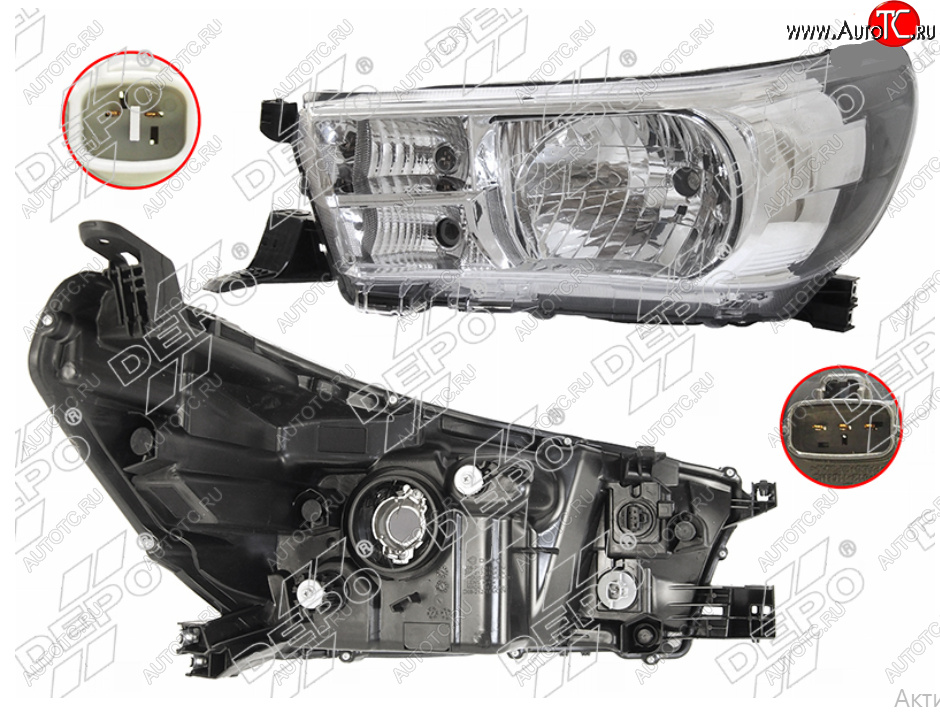 19 999 р. Левая фара (галоген под корректор) DEPO  Toyota Hilux Revo (2015-2018) Double Cab дорестайлинг  с доставкой в г. Таганрог