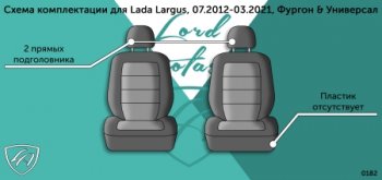 3 799 р. Чехлы сидений Lord Autofashion Дублин (жаккард, 2 места, с подголовниками)  Лада Ларгус (2012-2021) дорестайлинг R90 (Чёрный, Ёж белый)  с доставкой в г. Таганрог. Увеличить фотографию 2