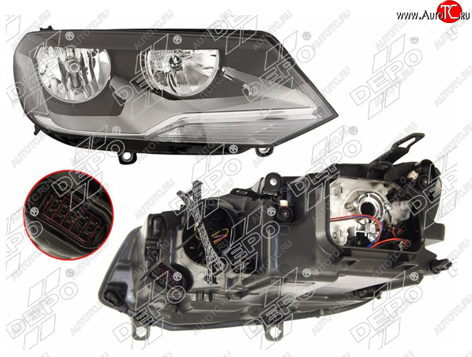 6 299 р. Правая фара (галоген, с корректором) DEPO Volkswagen Touareg NF дорестайлинг (2010-2014)  с доставкой в г. Таганрог