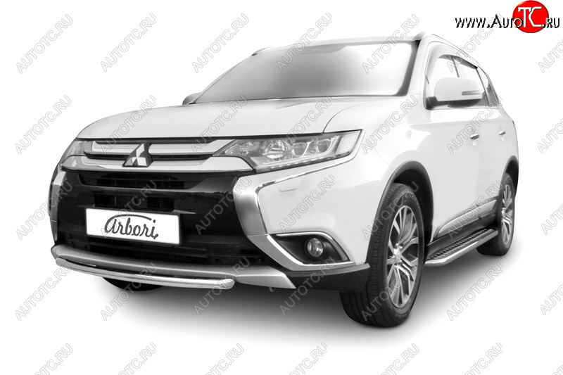 4 499 р. Защита переднего бампера (короткая диаметр 57 мм) Arbori Mitsubishi Outlander GF 2-ой рестайлинг (2015-2018)  с доставкой в г. Таганрог