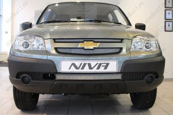 Защитная сетка в бампер (ячейка 3х7 мм, L/LC/GLLELE+, 3 части) Alfeco Стандарт Chevrolet (Шевролет) Niva (Нива)  2123 (2009-2020), Лада (ваз) 2123 (Нива Шевроле) (niva) (2009-2020)