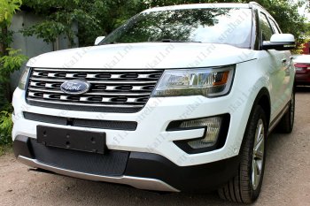 3 999 р. Защитная сетка в бампер (ячейка 4х10 мм, середина) Alfeco Премиум  Ford Explorer  U502 (2015-2018) 1-ый рестайлинг, 5 дв. (Чёрная)  с доставкой в г. Таганрог. Увеличить фотографию 3