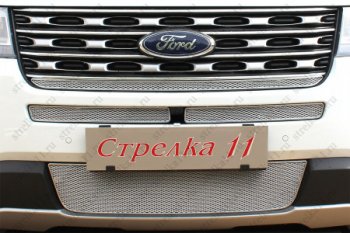 3 599 р. Защитная сетка в бампер (ячейка 4х10 мм, середина) Alfeco Премиум  Ford Explorer  U502 (2015-2018) 1-ый рестайлинг, 5 дв.  с доставкой в г. Таганрог. Увеличить фотографию 2