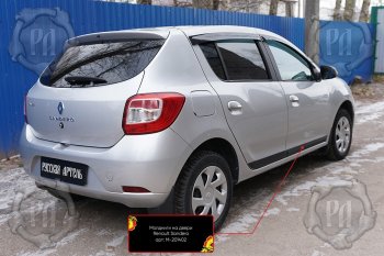 3 599 р. Комплект молдингов на двери (4 шт, узкие) Русская Артель  Renault Sandero  (B8) (2014-2018) дорестайлинг (Поверхность глянец, Неокрашенные)  с доставкой в г. Таганрог. Увеличить фотографию 2