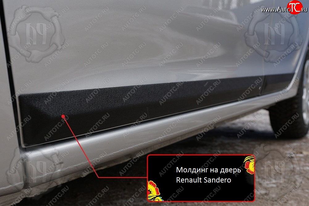 1 149 р. Передний правый молдинг на дверь Русская Артель  Renault Sandero  (B8) (2014-2018) дорестайлинг (Поверхность глянец, Неокрашенный)  с доставкой в г. Таганрог